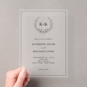 Elegante bloemenkrans monogram bruiloft acryl uitnodigingen (Insitu (Draagbaar))