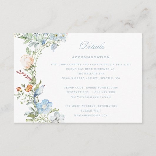 Elegante bloemenkrans | Monogram bruiloft Informatiekaartje (Voorkant)