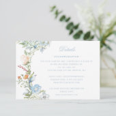 Elegante bloemenkrans | Monogram bruiloft Informatiekaartje (Staand voorkant)