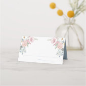 Elegante bloemenkrans | Monogram bruiloft Plaatskaartje (Voorkant)