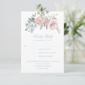 Elegante bloemenkrans | Monogram bruiloft RSVP Kaartje (Staand voorkant)