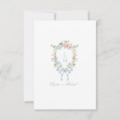 Elegante bloemenkrans | Monogram bruiloft RSVP Kaartje (Achterkant)
