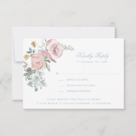 Elegante bloemenkrans | Monogram bruiloft RSVP Kaartje