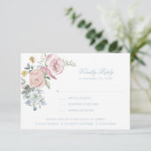 Elegante bloemenkrans | Monogram bruiloft RSVP Kaartje (Staand voorkant)