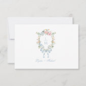Elegante bloemenkrans | Monogram bruiloft RSVP Kaartje (Achterkant)