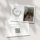 Elegante Bloemenkrans Monogram Foto Save The Date