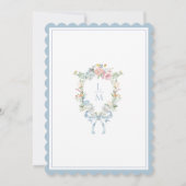 Elegante bloemenkrans monogram oefendiner kaart (Achterkant)