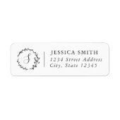 Elegante bloemenkrans monogram retouradres etiket (Voorkant)