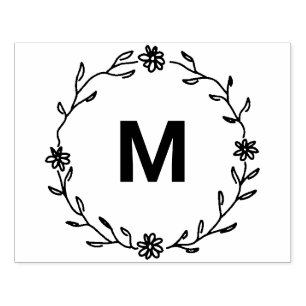 ♥ Elegante bloemenkrans monogram ♥ Rubberstempel