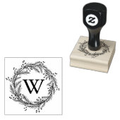 Elegante bloemenkrans monogram rubberstempel (Gestempeld)