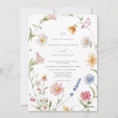 Elegante bloemenkrans | QR Code RSVP bruiloft Kaart (Voorkant)