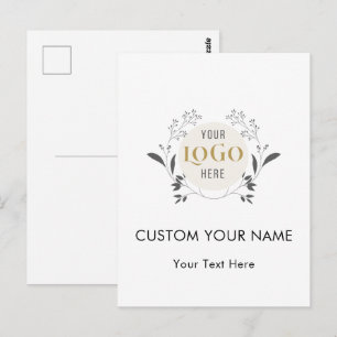 Elegante bloemenkrans sjabloon met aangepast logo briefkaart