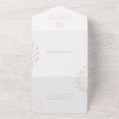 Elegante bloemenkrans Stof Roze Bruiloft All In One Uitnodiging (Buitenkant)