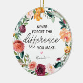 Elegante bloemenkrans vergeet nooit gepersonalisee keramisch ornament (Links)