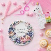 Elegante bloemenkrans voor bruiloft papieren bordje (Feest)