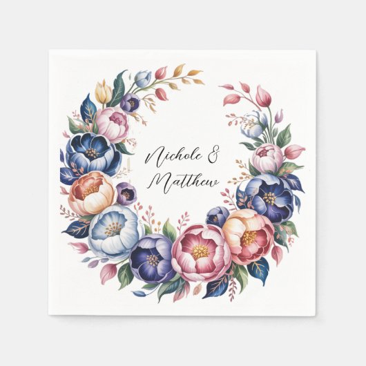 Elegante bloemenkrans voor bruiloft servet (Voorkant)