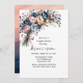 Elegante bloemenkrans voor koppels douche kaart (Voorkant / Achterkant)