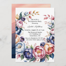 Elegante bloemenkrans voor vrijgezellenfeest kaart