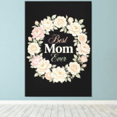 Elegante bloemenkranse Beste Moeder Ooit Canvas Afdruk (Insitu (Houten vloer))