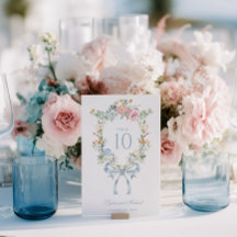 Elegante bloemenkranstekentje tafelnummer