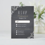 Elegante bloemenkrijtbord rustieke bruiloft RSVP (Staand voorkant)