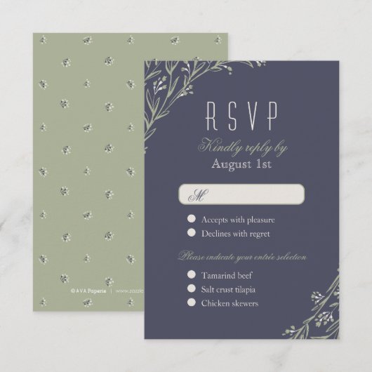 Elegante bloemenkrijtbord rustieke bruiloft RSVP (Voorkant / Achterkant)