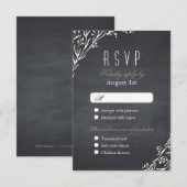 Elegante bloemenkrijtbord rustieke bruiloft RSVP Kaartje (Voorkant / Achterkant)