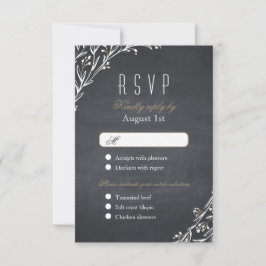 Elegante bloemenkrijtbord rustieke bruiloft RSVP Kaartje