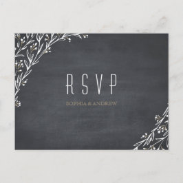 Elegante bloemenkrijtbord rustieke bruiloft RSVP Uitnodiging Briefkaart