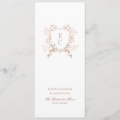 Elegante bloemenkroon monogram bruiloft menu (Achterkant)