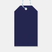 Elegante Bloemenkroon Navy Monogram Bruiloft Cadeaulabel (Achterkant)