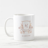 Elegante bloemenkroon | Nep roosgouden monogram Koffiemok (Links)