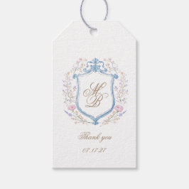 Elegante bloemenkroon trouw cadeaulabel