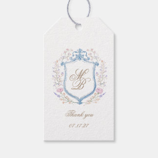 Elegante bloemenkroon trouw cadeaulabel