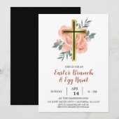 Elegante bloemenkruis Christelijke Paasbrunch Kaart (Voorkant / Achterkant)