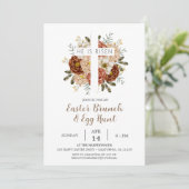 Elegante bloemenkruis Christelijke Paasbrunch Kaart (Staand voorkant)