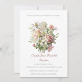 Elegante bloemenkruis doop kaart (Voorkant)