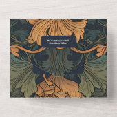 Elegante bloemenkunst nouveau bruiloft all in one uitnodiging (Achterkant)