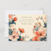 Elegante bloemenkunst nouveau bruiloft bedankkaart (Voorkant)