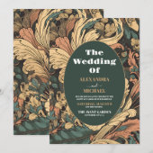 Elegante bloemenkunst nouveau bruiloft kaart (Voorkant / Achterkant)
