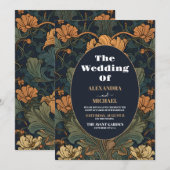 Elegante bloemenkunst nouveau bruiloft kaart (Voorkant / Achterkant)