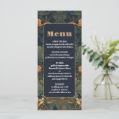 Elegante bloemenkunst nouveau bruiloft menu (Staand voorkant)
