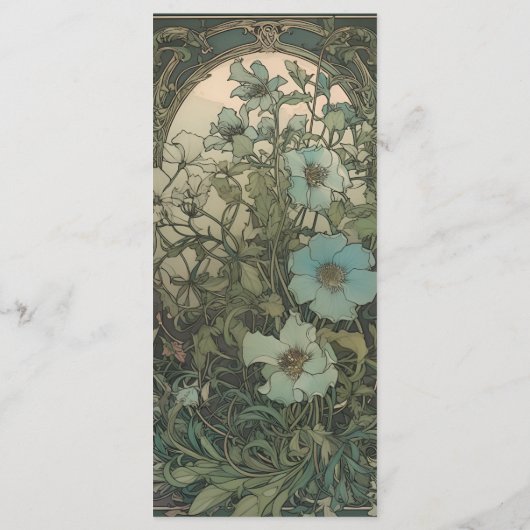 Elegante bloemenkunst nouveau bruiloft menu (Achterkant)