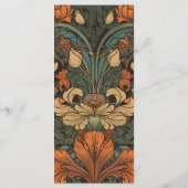 Elegante bloemenkunst nouveau bruiloft menu (Achterkant)