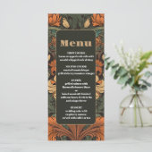 Elegante bloemenkunst nouveau bruiloft menu (Staand voorkant)