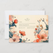 Elegante bloemenkunst nouveau bruiloft RSVP kaartje (Voorkant)