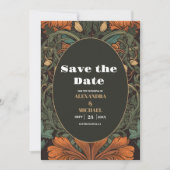 Elegante bloemenkunst nouveau bruiloft save the date (Voorkant)