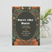 Elegante bloemenkunst nouveau bruiloft save the date (Staand voorkant)