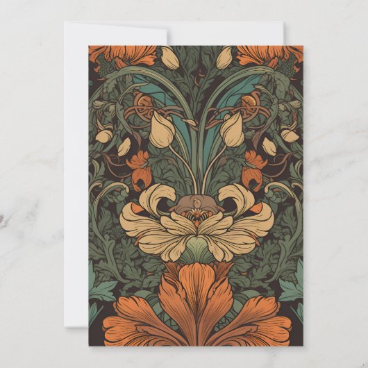 Elegante bloemenkunst nouveau bruiloft save the date (Achterkant)