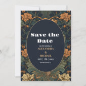 Elegante bloemenkunst nouveau bruiloft save the date (Voorkant)